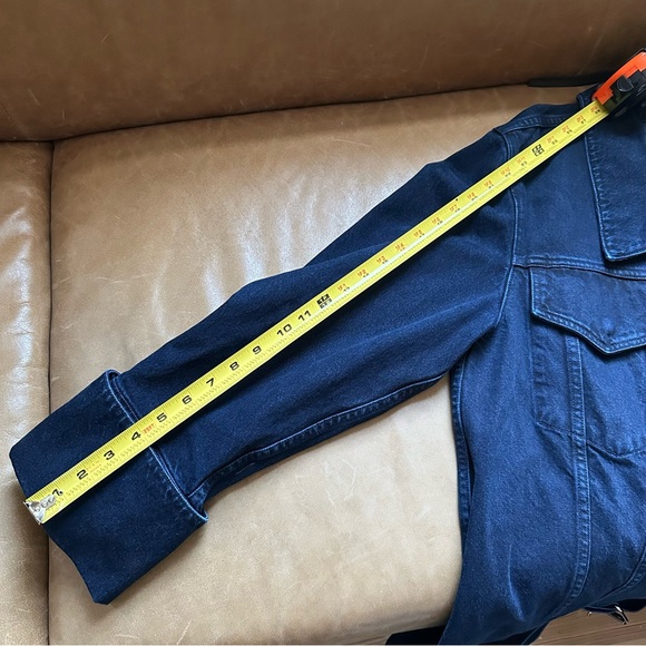 Marques Almeida grommet dark navy denim jacket raw edge belted oversize punk - Picture 16 of 17